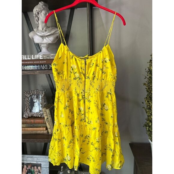ALICE + OLIVIA Lai Printed Silk Blend Mini Dress Yellow Womens Size 10 - Picture 11 of 15
